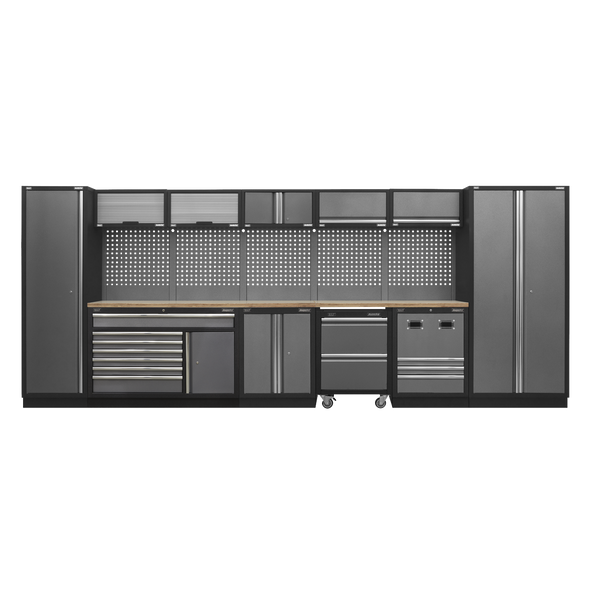 Superline PRO® Storage System with Pressed Wood Worktop 4.92m - APMSSTACK16W