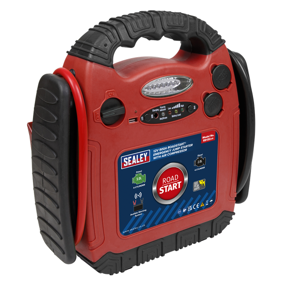 RoadStart® 12V Emergency Jump Starter with Air Compressor 900 Peak Amps - RS132