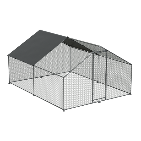 Dellonda Walk-In Galvanized Steel Chicken Run with Roof Cover & PVC Coated Chicken Wire - DG279