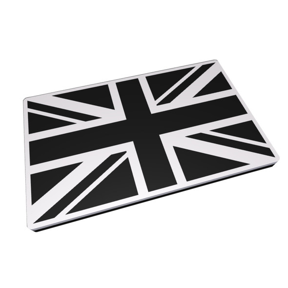 Union Jack Flag Domed Sticker - Black & Chrome, 75mm Oval (Little Gems)