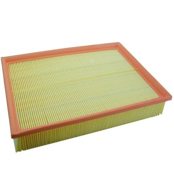 Direct Replacement Air Filter for Discovery 3, 4 & Range Rover Sport, yellow pleated automotive air filter with orange frame.
