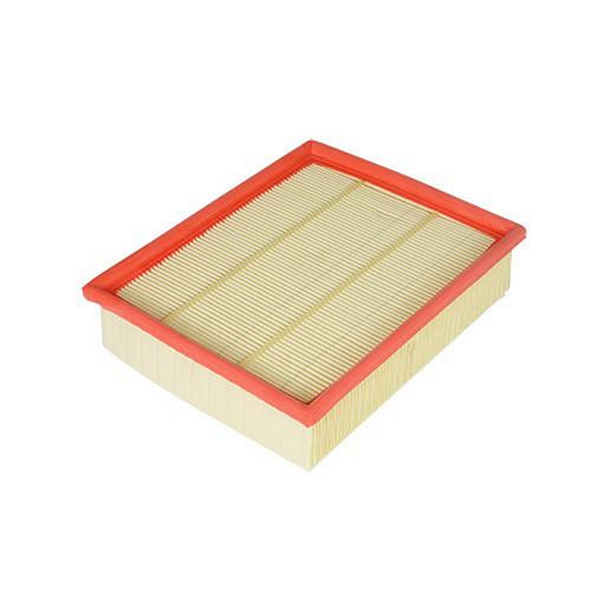 Direct Replacement Air Filter for Defender Puma, rectangular air filter with a red rubber seal and pleated paper filtering media.