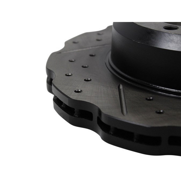 Terrafirma Wavy Cross Drilled & Grooved Brake Disc - Solid / Rear for Defender 90, Discovery 1, Range Rover Classic