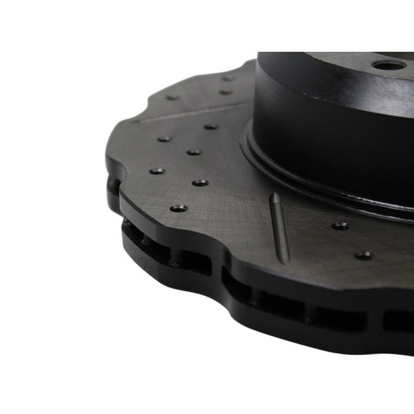 Terrafirma Wavy Cross Drilled & Grooved Brake Disc - Vented / Front for Defender, Discovery 1, Range Rover Classic