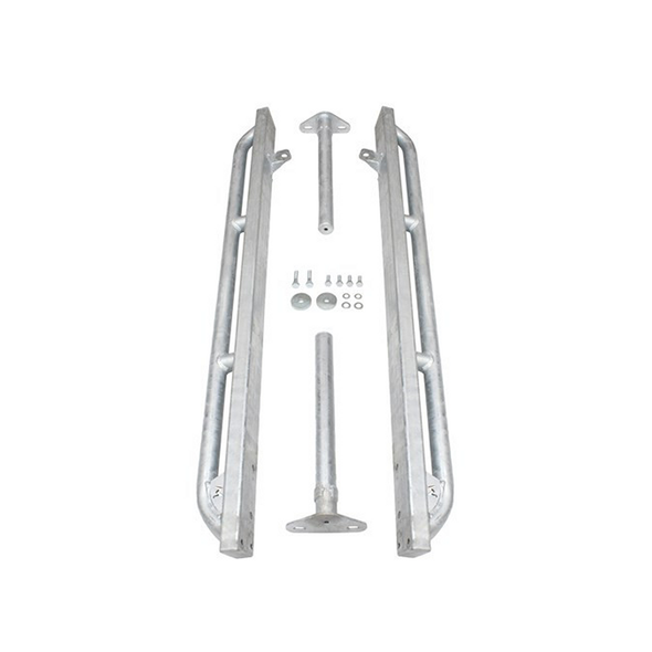 Terrafirma Rock Sliders With Tree Bars - Galvanised for Defender 90