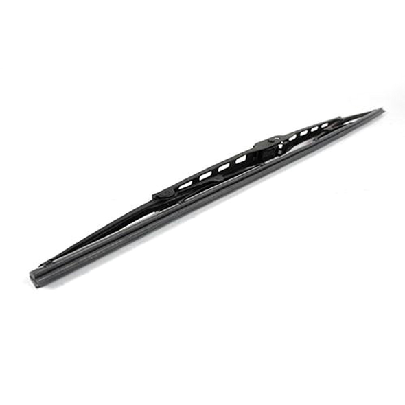 Direct Replacement Rear Window Wiper Blade for Range Rover P38, black windshield wiper blade with mounting clip and frame.