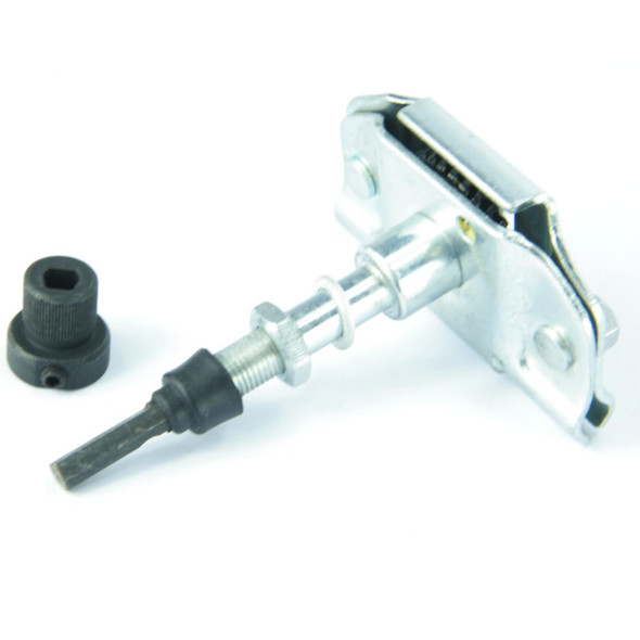 Direct Replacement Windscreen Wiper Wheel Box Assembly (PRC8495) for Defender, metal wiper arm and linkage component with black rubber parts.