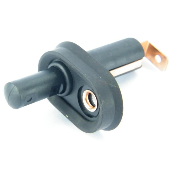 Direct Replacement Rear Door Courtesy Light Switch for Defender, black plastic switch with metal contact point and mounting hole for rear door lighting in a vehicle.