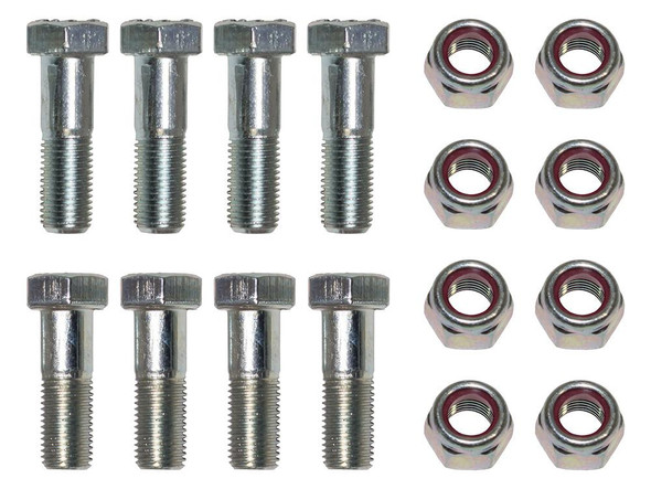 Britpart Front Propshaft Nut and Bolt Kit - DA1423, set of four nuts and eight bolts with threading and hexagonal heads for Land Rover Defender. Britpart Front Propshaft Nut and Bolt Kit - DA1423, set of four nuts and eight bolts with threading and hexagonal heads for Land Rover Defender.