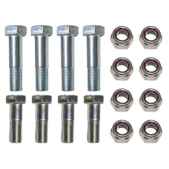 Britpart Rear Propshaft Nut and Bolt Kit for Defender, durable metal nuts and bolts with red internal seals for rear propeller shaft assembly.