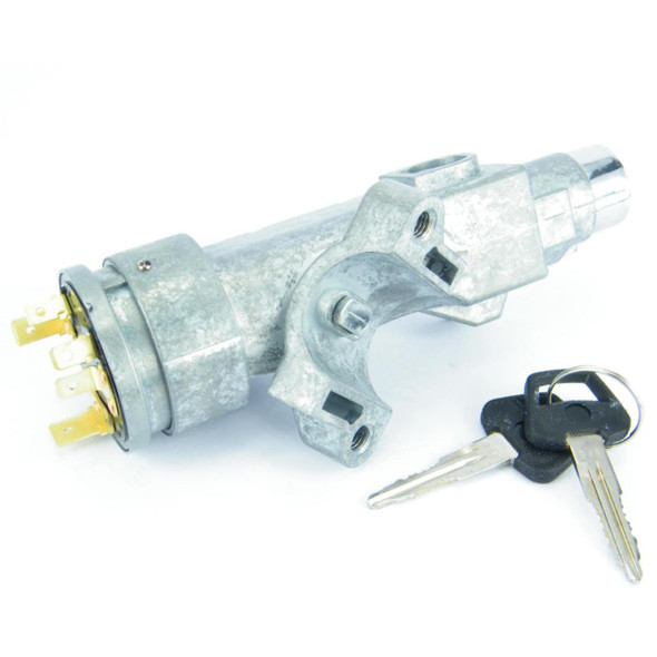 Direct Replacement Steering Ignition Lock 2.5D & 2.5TD for Defender 90 110, metallic ignition lock with keys and mounting hardware.