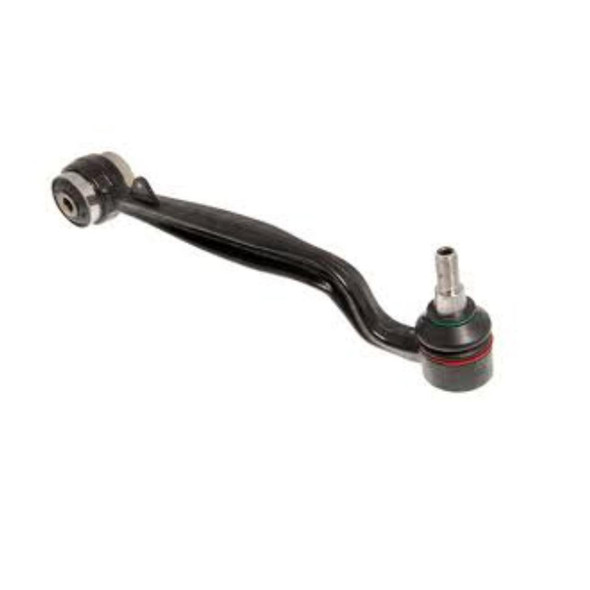 Direct Replacement Front Lower Suspension Track Control Arm for Range Rover L322 Vogue, a black metal car suspension control arm with ball joint and bushings.