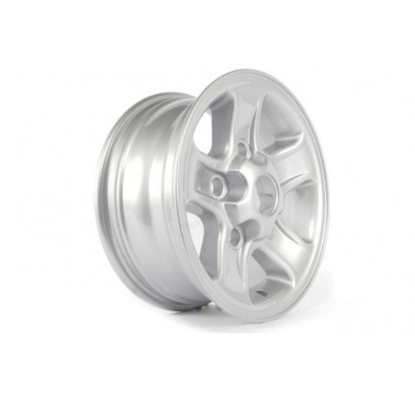 Direct Replacement Boost Alloy Wheel 16 x 7 inches, silver alloy wheel for Defender with a five-spoke design.