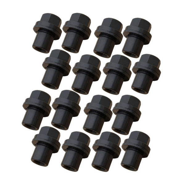 Direct Replacement Alloy Wheel Nut x16 for Range Rover Vogue L322, black wheel nuts with threaded ends for securing alloy wheels.