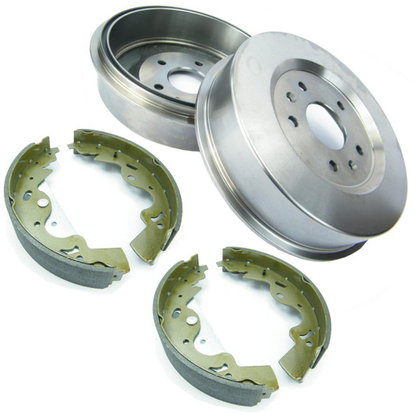 Direct Replacement Rear Brake Drum & Brake Shoe Kit for 2001 Freelander 1 TD4, including brake drums and brake shoes for rear vehicle brake system.