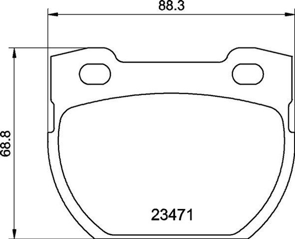 Mintex Rear Brake Pad Set for Defender 110/130, technical drawing with dimension details and part number 23471.