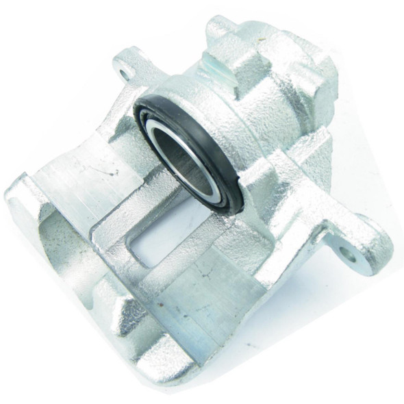 Direct Replacement Brake Caliper Rear Right Hand for Discovery 2/Range Rover P38, metallic brake caliper with black inner ring attached to a white background.