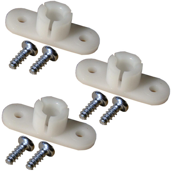 Direct Replacement Headlight Trimmer Socket Headlamp Clip Kit x3 for Discovery 1 & 2, white plastic clips with screws for headlight assembly repair.