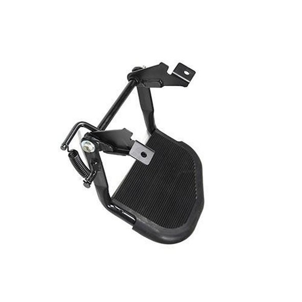 Direct Replacement Folding Rear Door Step with Non Slip Rubber Top for Defender | STC7632, image of a black folding rear door step with non-slip rubber surface and mounting brackets.