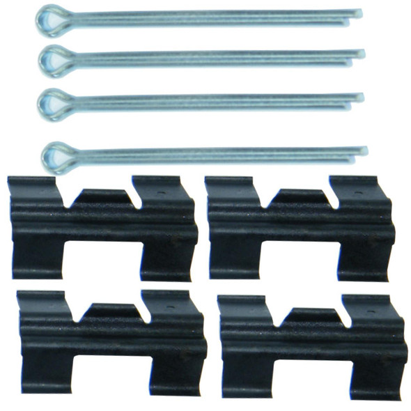 Direct Replacement Rear Brake Pad Fitting Kit for Defender/Discovery 1, brake pad mounting clips and bolts.
