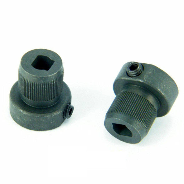 Direct Replacement Windscreen Wiper Motor Adaptor Spindle x2 for Series & Defender, black metal adapters with threaded connection and square socket openings.