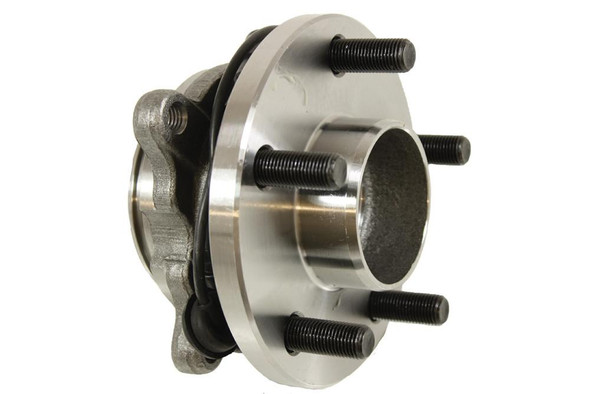 Direct Replacement Front Wheel Bearing Hub with ABS Sensor - Part TAY100060 for Discovery 2, metallic wheel hub with ABS sensor and mounting studs visible.