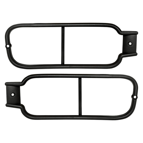 Genuine Land Rover Rear Low Lamp Guard Pair for Discovery 2, black metal protective guards for rear low lamps in a pair.