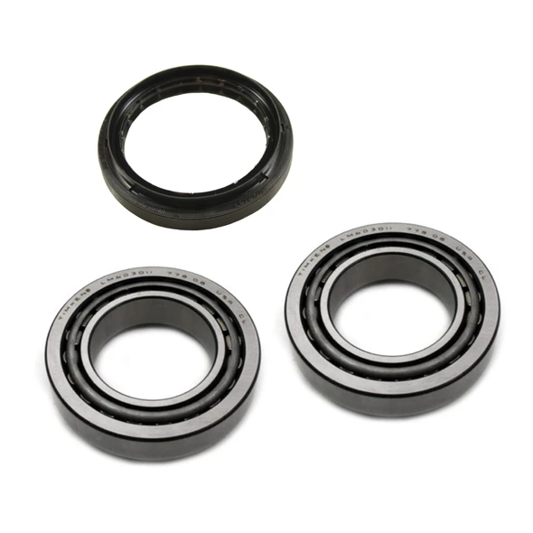 Direct Replacement Wheel Bearing Kit With Seal TIMKEN for Defender Discovery 1, image showing the bearings, seal, and packaging.