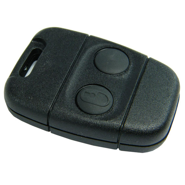 OEM Parts Remote Central Locking Key Fob for Defender, black plastic car remote with two buttons, one for lock and one for unlock.