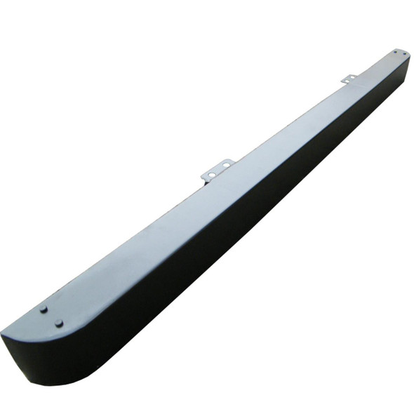 Direct Replacement Front Bumper Kit with Rubber End Caps for Defender 1986-2016, front view of a durable metal bumper with black rubber end caps.