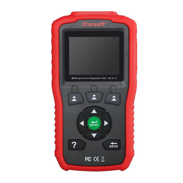 Terrafirma iCarsoft LR V1.0 Diagnostic Scan Fault Code Reader Tool TF930, handheld automotive diagnostic scanner with colour display and control buttons.