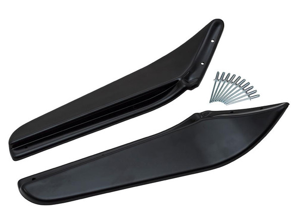 Britpart Dirt D-Fenders - Front Of Rear Wheel Pair For Defender 90 110, black mudguard guards for the sides of Land Rover Defender vehicles.