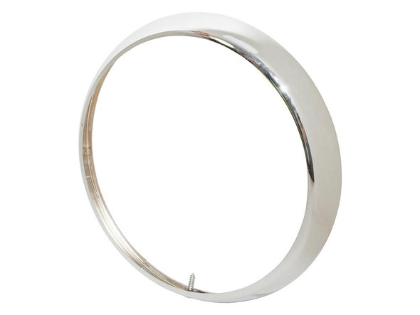 Britpart Chrome Headlamp Bezel Surround - DA6110 for Series, chrome headlamp bezel surrounding a round headlamp opening.