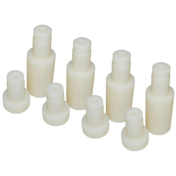 OEM Parts Range Rover P38 Air Suspension Calibration Block, set of white plastic calibration blocks for air suspension system adjustment.