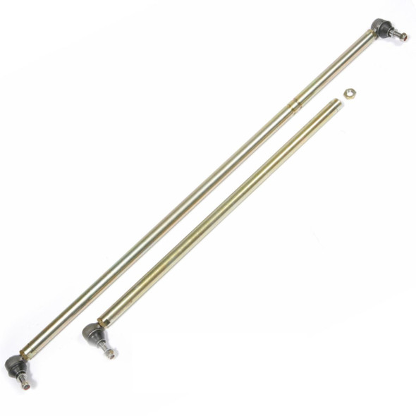 Terrafirma Heavy Duty Steering Rods for Defender 90/110/130, two metal steering rods with ball joints and hardware, designed for off-road vehicle durability.