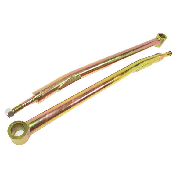Terrafirma Defender/Discovery 1 Cranked Rear Radius Suspension Arm, a pair of metallic, pinkish-golden suspension arms used for the rear suspension of Land Rover Defender or Discovery 1 models.