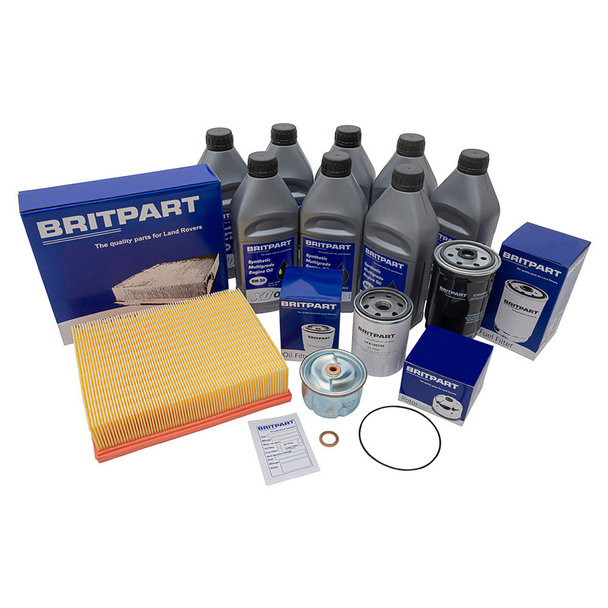 Britpart Td5 service kit with 5W30 oil bottles filters and air filter