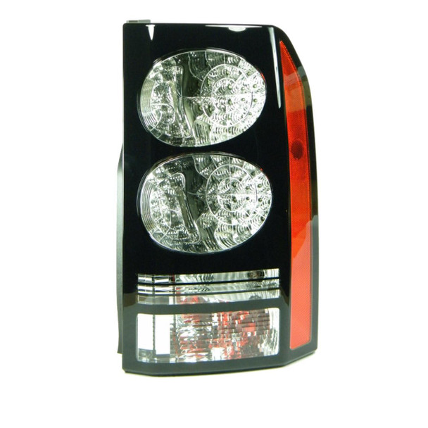 VALEO Rear Black LED Tail Light Right Hand OEM for Discovery 4, automotive tail light with black housing and clear lens, designed for vehicle rear illumination and safety.