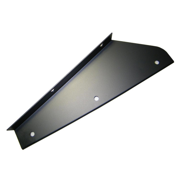 Direct Replacement Front Left Mud Flap Bracket for Defender, black metal mud flap bracket with mounting holes.
