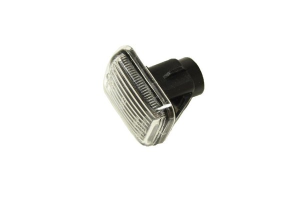 Direct Replacement Clear Indicator Side Repeater Light for Defender 300Tdi, Discovery 1, Range Rover P38 | XGB000020, automotive side indicator light with transparent lens and black base. Direct Replacement Clear Indicator Side Repeater Light for Defender 300Tdi, Discovery 1, Range Rover P38 | XGB000020, automotive side indicator light with transparent lens and black base.