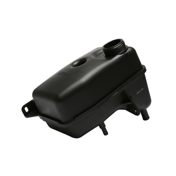 Product: Direct Replacement Coolant Expansion Header Tank for Defender Tdi, black plastic coolant header tank with inlet and outlet ports for vehicle cooling system. Product: Direct Replacement Coolant Expansion Header Tank for Defender Tdi, black plastic coolant header tank with inlet and outlet ports for vehicle cooling system.