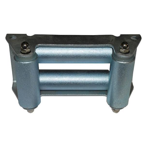 Britpart Steel Winch Roller Fairlead 105mm Aperture For Wire Rope, sturdy steel winch roller fairlead with 105mm aperture for guiding wire ropes in off-road recovery and winching applications.