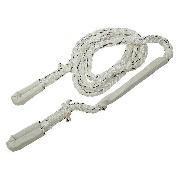 Britpart 4x4 Recovery Kinetic Recovery Rope 5 Metre 12000Kg, white rope with protective sleeves on each end.