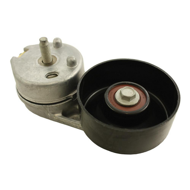 Genuine Land Rover Discovery 3 2.7 TDV6 Fan Drive Belt Tensioner, automotive engine part for Discovery 3, with metal pulley and tensioner mechanism.