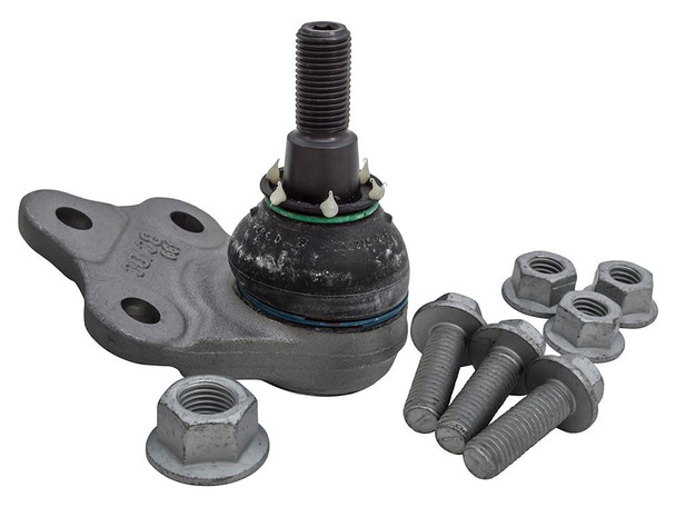 LEMFORDER Lower Front Ball Joint OEM for Freelander 2, automotive suspension component with mounting bolts and nuts. LEMFORDER Lower Front Ball Joint OEM for Freelander 2, automotive suspension component with mounting bolts and nuts.