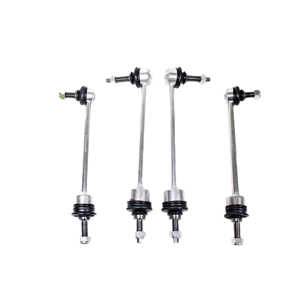 Terrafirma Extended Anti Roll Bar Drop Link Kit for Discovery 2 with 2-3 Inch Suspension Lift, TF220, showing four metal drop links with black rubber bushings and hex nuts.