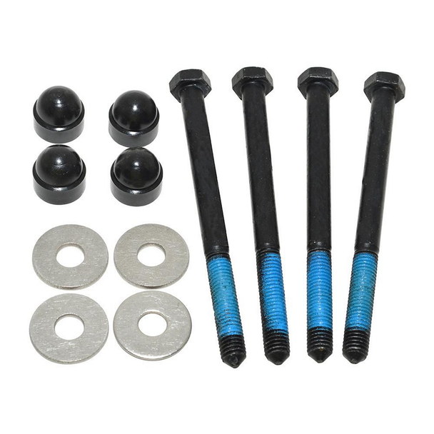 Britpart Front Bumper Fixing Bolt Kit for Defender, black bolts with blue thread and metal washers.