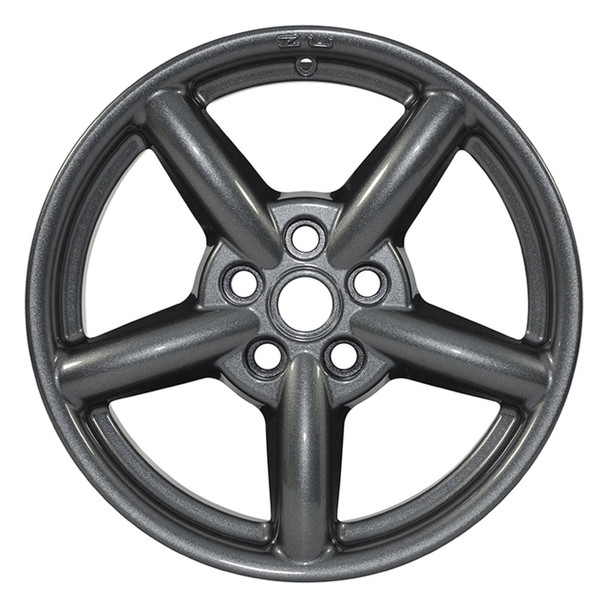 ZU Wheel Anthracite Gloss Zu Rim for Discovery 3/4 & Range Rover Sport Mk1 & Range Rover L322, product image of a dark grey glossy alloy wheel rim with five spokes.