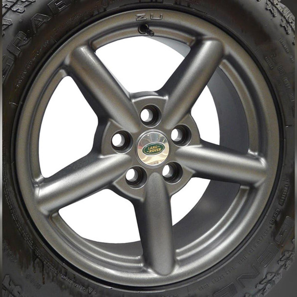 ZU Wheel Anthracite Matt Zu Rim for Discovery 3/4 & Range Rover Sport Mk1 & Range Rover L322, close-up of alloy wheel with Land Rover emblem at centre and black tire. ZU Wheel Anthracite Matt Zu Rim for Discovery 3/4 & Range Rover Sport Mk1 & Range Rover L322, close-up of alloy wheel with Land Rover emblem at centre and black tire.