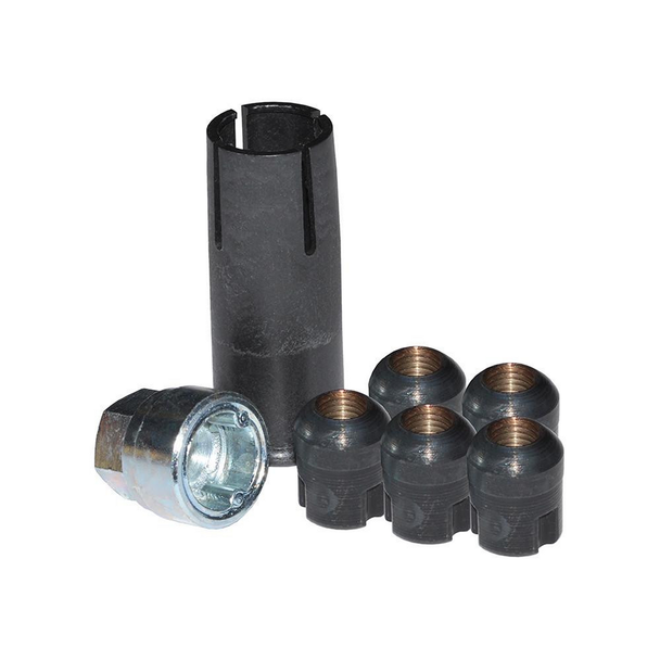 Britpart Locking Wheel Nuts & Key Kit for Freelander 1, durable black and metallic locking nuts with key set to secure wheels.